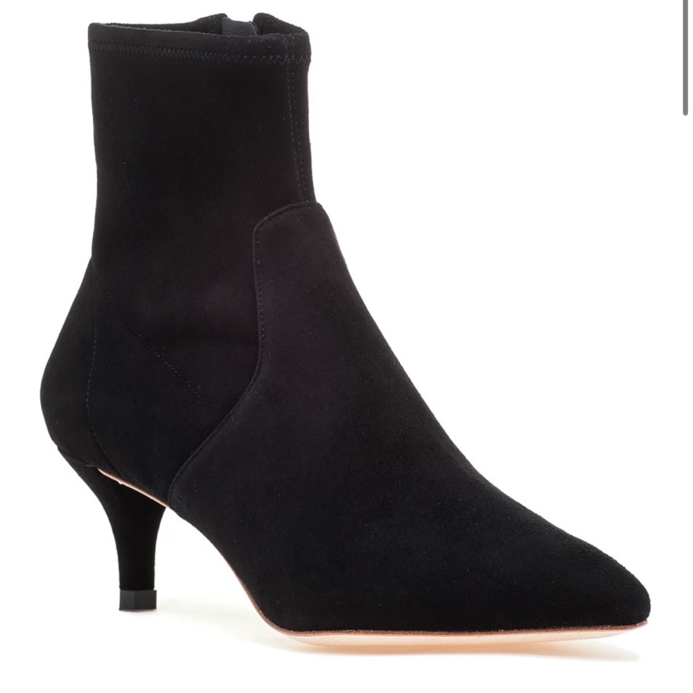 Loeffler Randall Kassidy black suede kitten heel ankle boot 7
